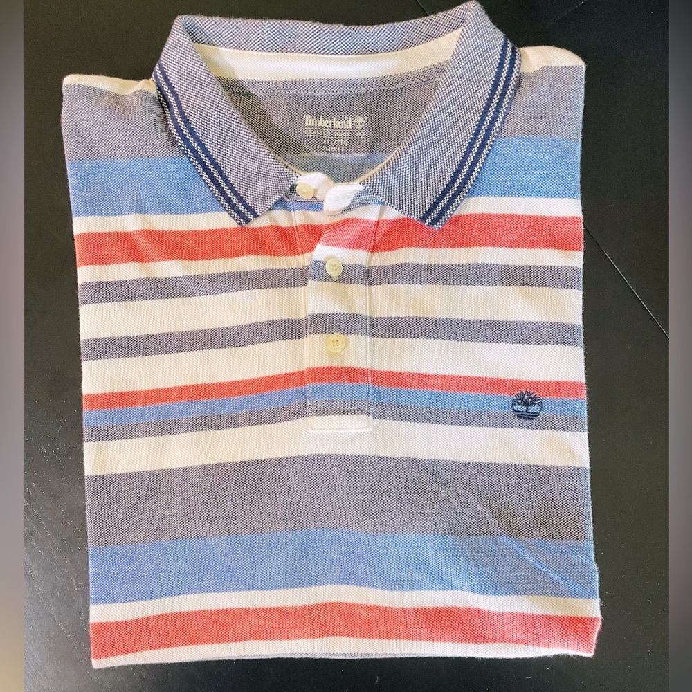 Timberland men's Striped Multicolored Polo Shirt Size XXL slim fit